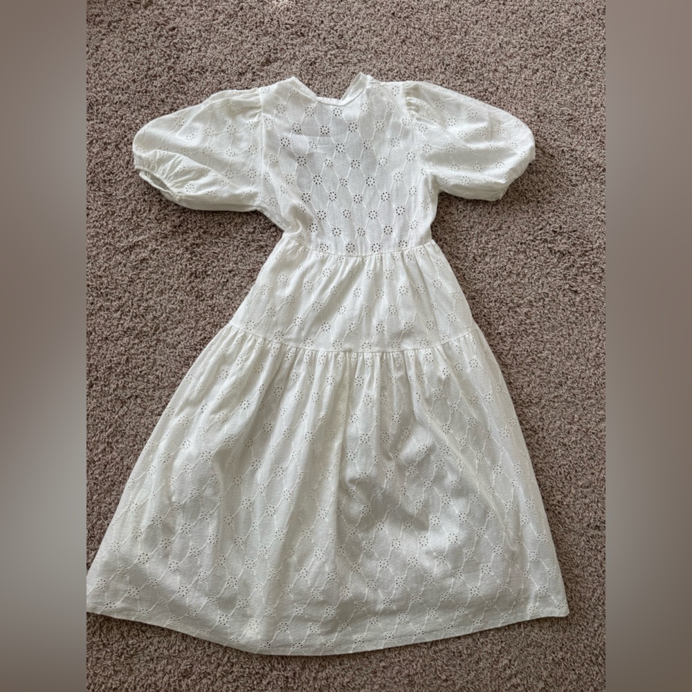 Zara white eyelet open back dress